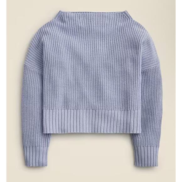 $158 New J.Crew Ribbed Funnel Neck Linen Blend Sweater - Small - Lavender - Picture 1 of 8
